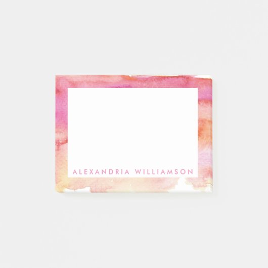 ピンクモダンとオレンジの水彩 ポストイット (正面)