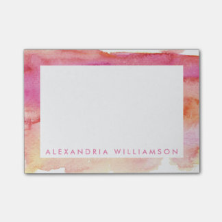 ピンクモダンとオレンジの水彩 ポストイット