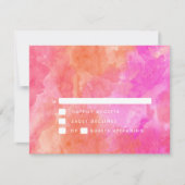 ピンクモダンとオレンジはっきりしたのミニマ結婚リスト 出欠カード (正面)