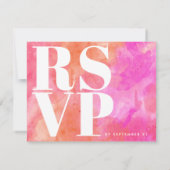 ピンクモダンとオレンジはっきりしたのミニマ結婚リスト 出欠カード (裏面)