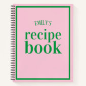 ピンクモダンとグリーンのブライダルシャワーレシピ本 ノートブック (正面)