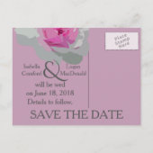 ピンクモダンとグレーのフローラ日付はがきを保存 案内ポストカード (裏面)