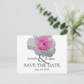 ピンクモダンとグレーのフローラ日付はがきを保存 案内ポストカード (スタンド正面)