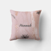 ピンクモダンとグレーのフローラ クッション (裏面)