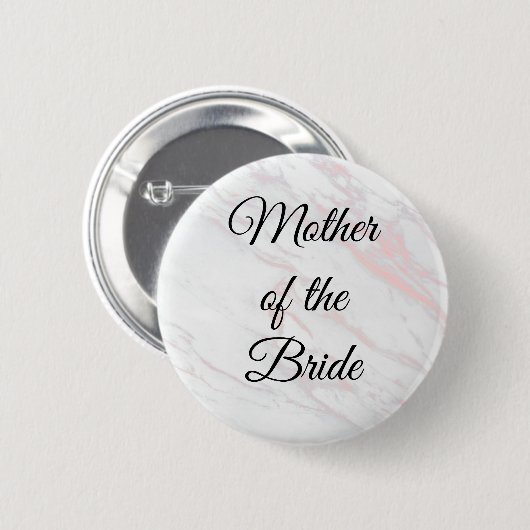 ピンクモダンとグレーの大理石の花嫁のお母さん 缶バッジ (正面&裏面)
