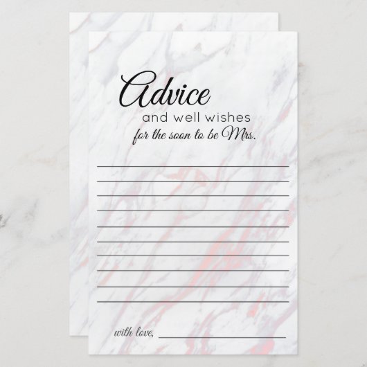 ピンクモダンとグレーの大理石アドバイスカード (正面/裏面)