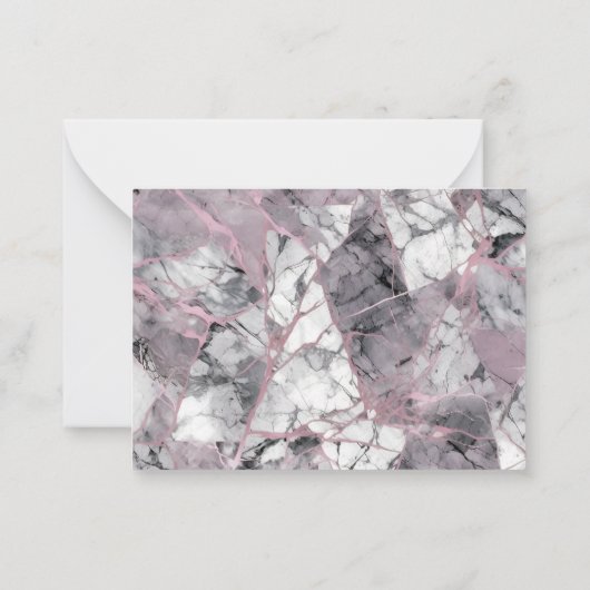 ピンクモダンとグレーの大理石パーソナライズされた ノートカード (裏面)