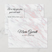 ピンクモダンとグレーの大理石マーケティング ポストカード (正面/裏面)