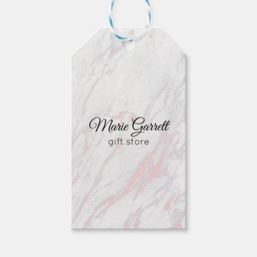 ピンクモダンとグレーの大理石 ギフトタグ (正面)