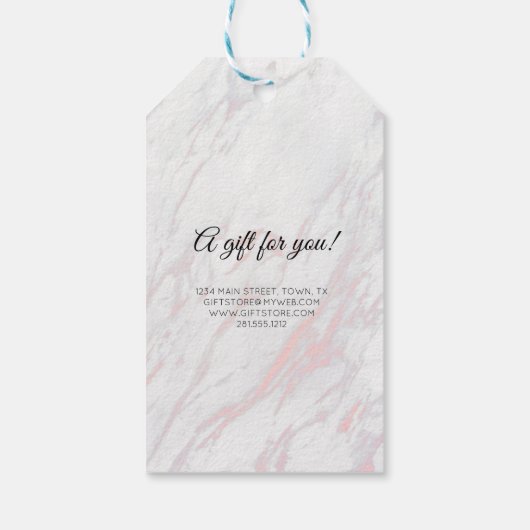 ピンクモダンとグレーの大理石 ギフトタグ (裏面)