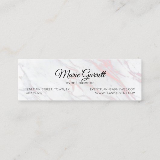 ピンクモダンとグレーの大理石 スキニー名刺 (裏面)