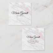 ピンクモダンとグレーの大理石 スクエア名刺 (正面/裏面)