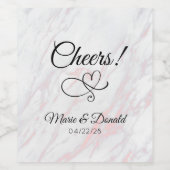 ピンクモダンとグレーの大理石 ワインラベル (シングルラベル)