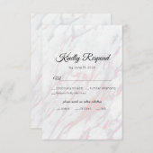 ピンクモダンとグレーの大理石 出欠カード (正面/裏面)