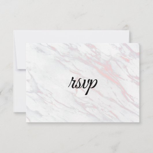 ピンクモダンとグレーの大理石 出欠カード (正面)