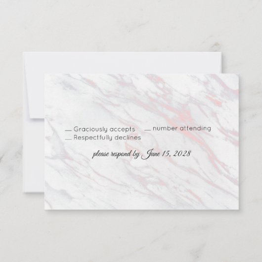 ピンクモダンとグレーの大理石 出欠カード (裏面)