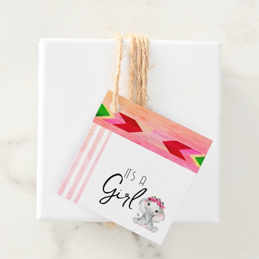 ピンクモダンとグレーエレファントモノグラムカスタム フェイバータグ