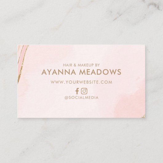 ピンクモダンとタンのロイヤリティカード 名刺 (裏面)