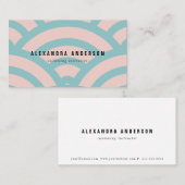 ピンクモダンとターコイズの波の模様の名刺 名刺 (正面/裏面)