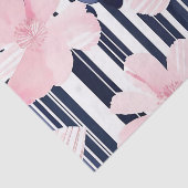 ピンクモダンとネイビーのフローラストライプ 薄葉紙 (詳細)