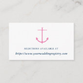 ピンクモダンとネイビーの航海のブライダルシャワー登録 エンクロージャーカード (正面)