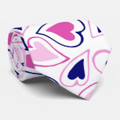 ピンクモダンとネイビーブルーのハートパターン ネクタイ (ロール)