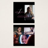 ピンクモダンとバック4枚の写真スクリプトモノグラム (正面&裏面)