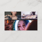 ピンクモダンとバック4枚の写真スクリプトモノグラム 名刺 (裏面)