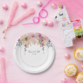 ピンクモダンとパープルブーケのフローラ結婚ズ ペーパープレート (パーティー)