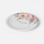 ピンクモダンとパープルブーケのフローラ結婚ズ ペーパープレート (アングル)