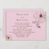 ピンクモダンとブラウン結婚式招待状 招待状 (正面/裏面)