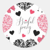 ピンクモダンとブラックのお祝いブライダルシャワー ラウンドシール (正面)