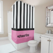 ピンクモダンとブラックのストライプドームルーム シャワーカーテン (インサイチュ)