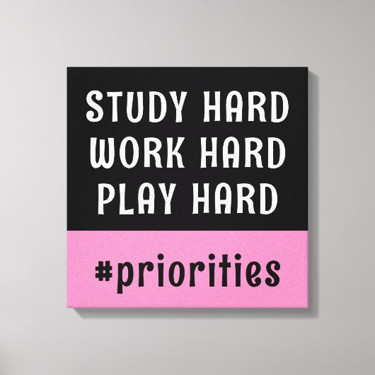 ピンクモダンとブラックのハッシュタグドームルーム キャンバスプリント (正面)