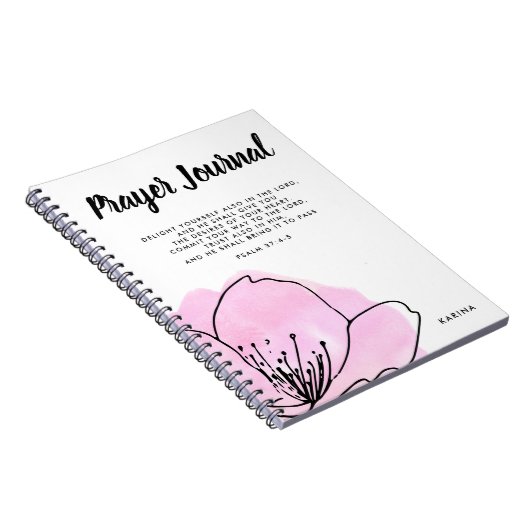 ピンクモダンとブラックのパーソナライズされた祈りの言葉 ノートブック (右側)