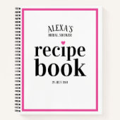 ピンクモダンとブラックのブライダルシャワーレシピ本 ノートブック (正面)