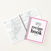 ピンクモダンとブラックのブライダルシャワーレシピ本 ノートブック (内部)
