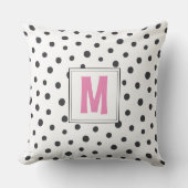 ピンクモダンとブラックの水玉模様モノグラムドームルーム クッション (正面)