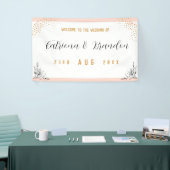 ピンクモダンとブラックの金ゴールドドット結婚のバナー 横断幕 (トレードショー)