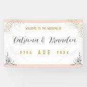 ピンクモダンとブラックの金ゴールドドット結婚のバナー 横断幕 (横)