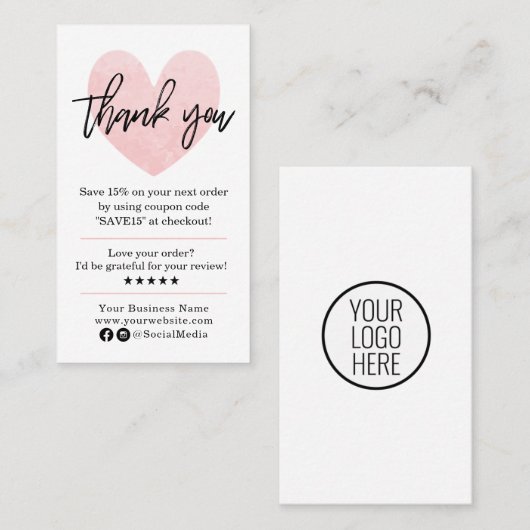 ピンクモダンとブラックをご注文いただきありがとうございます 名刺 (正面/裏面)