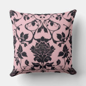 ピンクモダンとブラックバラダマスクモノグラム クッション (裏面)