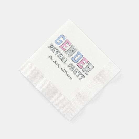 ピンクモダンとブルーのベビー性別パーティー 縁ありカクテルナプキン (角)