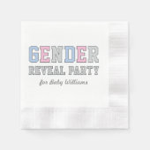 ピンクモダンとブルーのベビー性別パーティー 縁ありカクテルナプキン (正面)