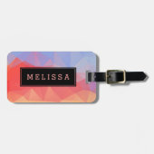 ピンクモダンとブルーの八角形の幾何学的パターン ラゲッジタグ (正面横)