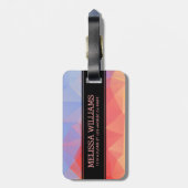 ピンクモダンとブルーの八角形の幾何学的パターン ラゲッジタグ (裏面縦)