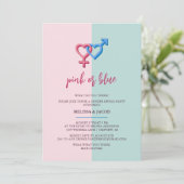 ピンクモダンとブルーの性別がパーティーを明かす 招待状 (スタンド正面)