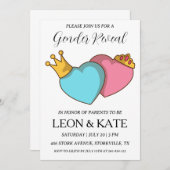 ピンクモダンとブルーの性別が招待状を明かす 招待状 (正面/裏面)