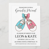 ピンクモダンとブルーの性別が招待状を明かす 招待状 (正面/裏面)