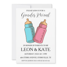 ピンクモダンとブルーの性別が招待状を明かす